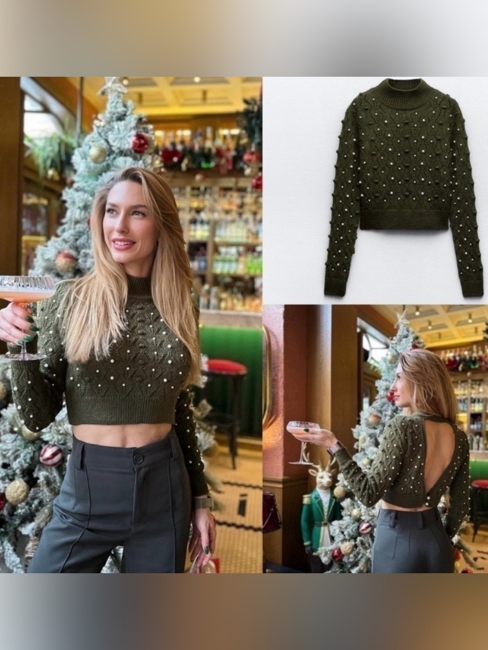 ZARA Knit open back pearly sweater 4331/152